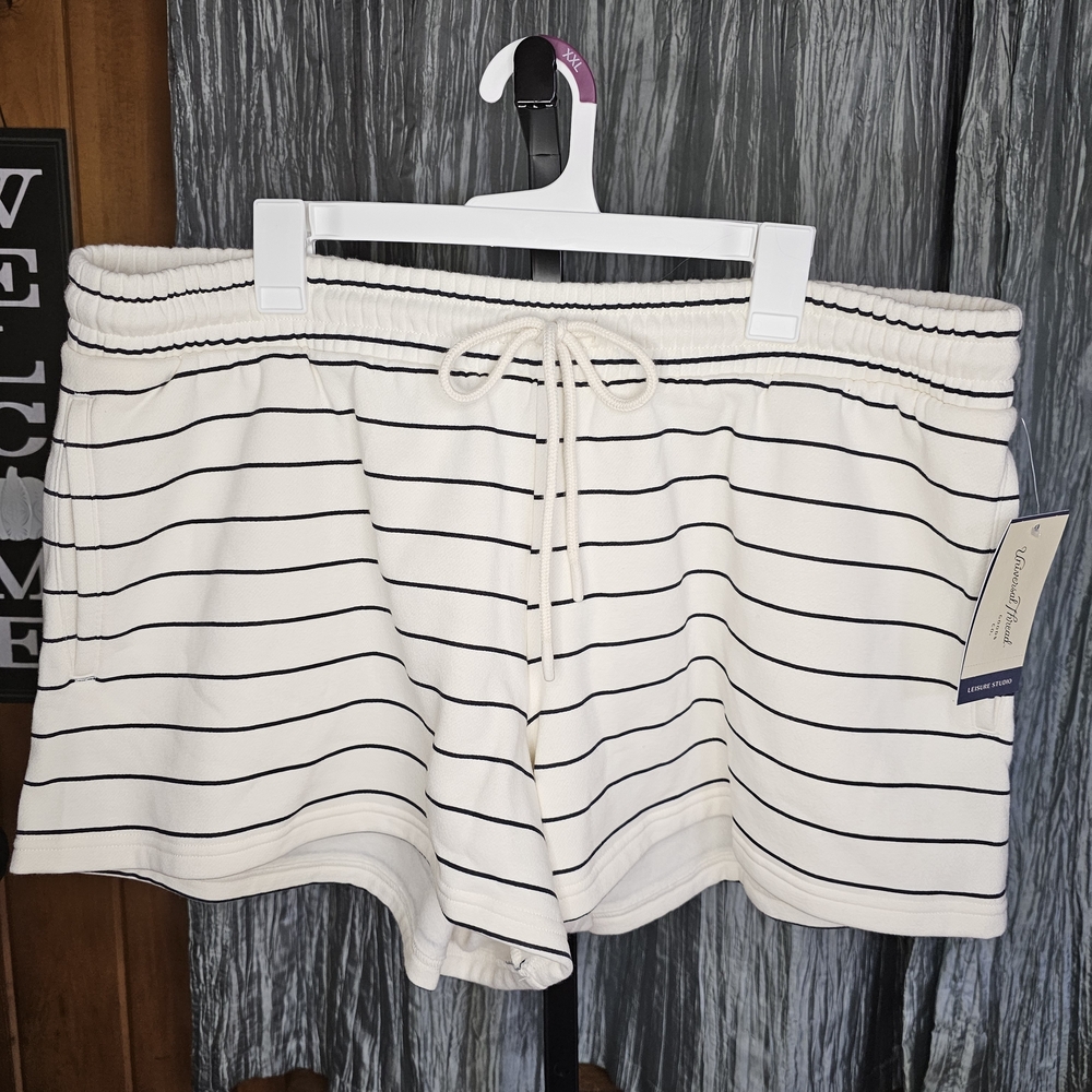 Universal Thread Cream and Black Striped Shorts
